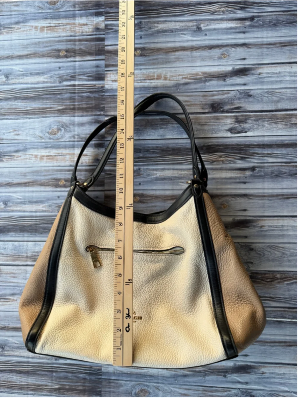 Coach Kristy Shoulder Bag In Colorblock Chalk black tan pebbled leather